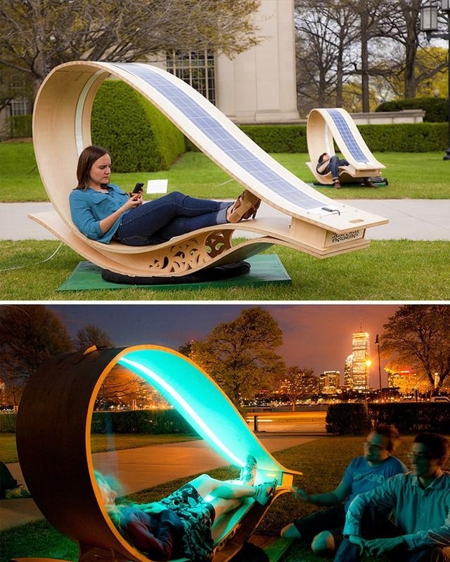 太陽(yáng)能戶(hù)外休閑椅子夜晚能發(fā)光，創(chuàng)意設(shè)計(jì)裝飾公共空間藝術(shù)性